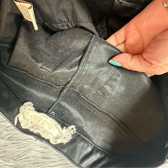 Black Straight Leg Jeans with Sleek Finish faux leather - Picture 9 of 10